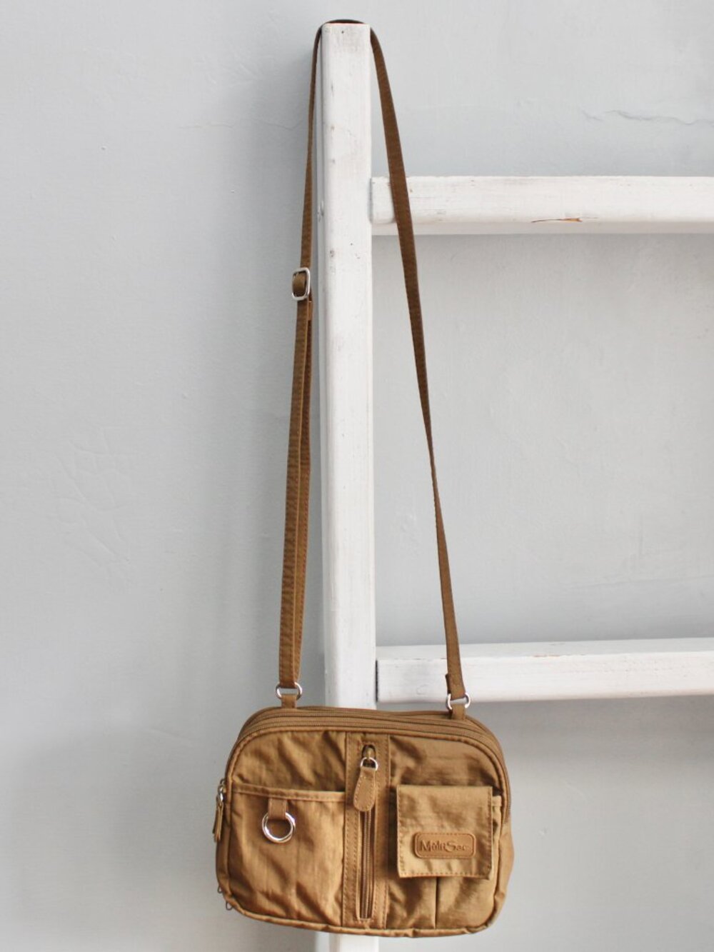 MultiSac Vintage Y2K Brown Nylon Utility Gorpcore Crossbody Bag Purse - Picture 2 of 7